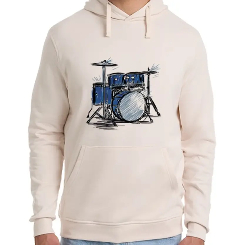 Felpa unisex con cappuccio design della batteria