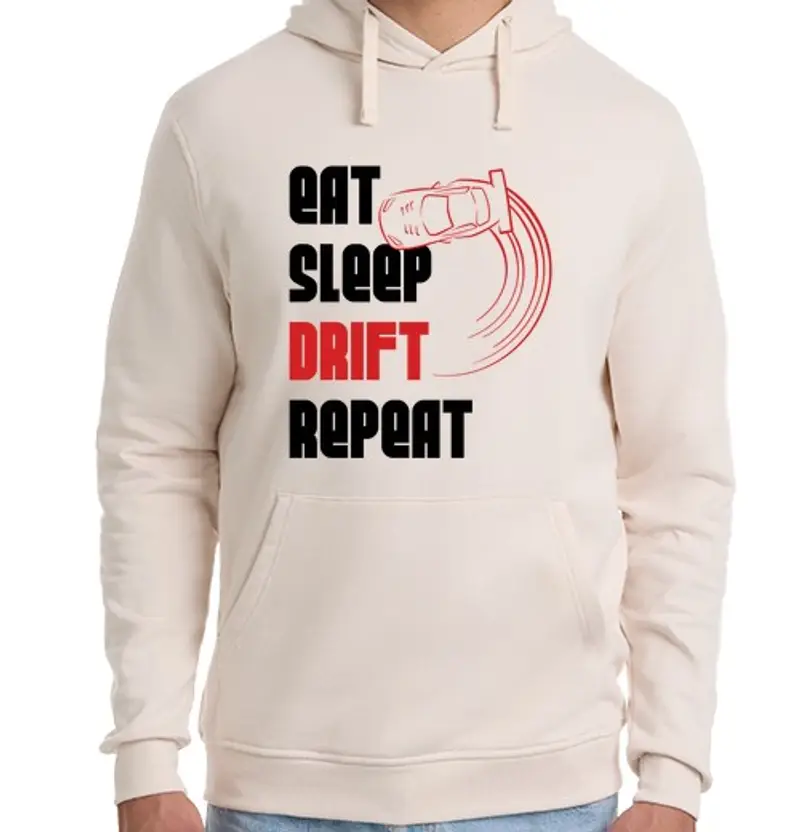 Felpa unisex con cappuccio eat dormire andare alla deriva eat