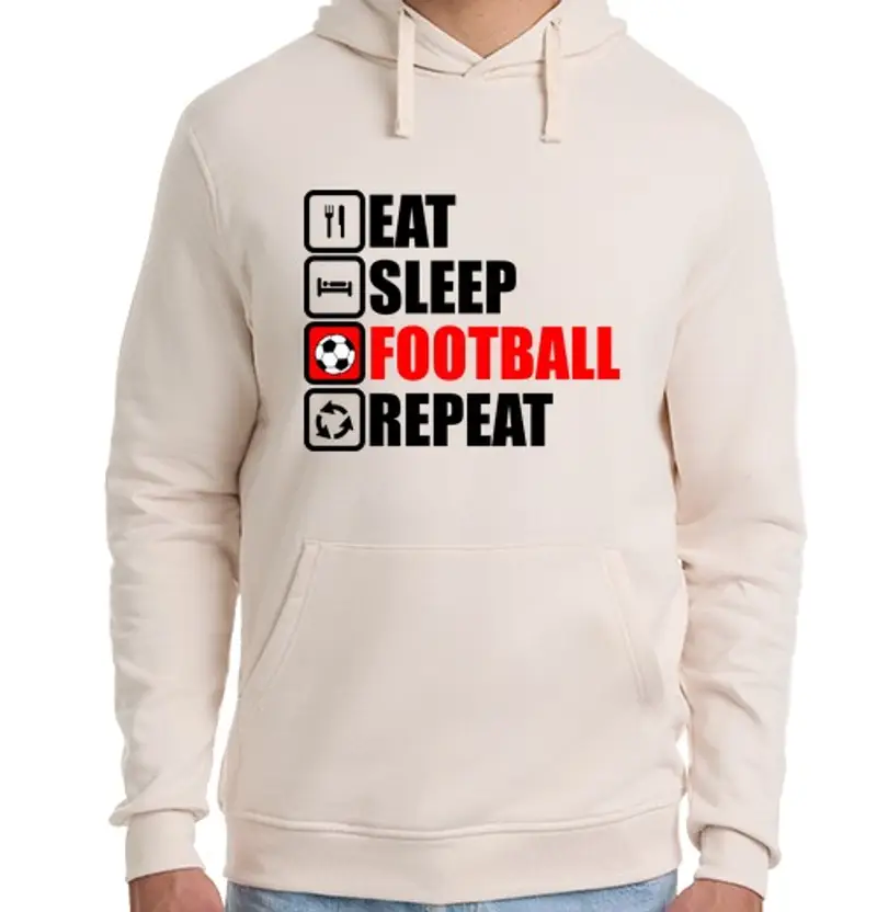 Felpa unisex con cappuccio eat dormire rep calcio eat
