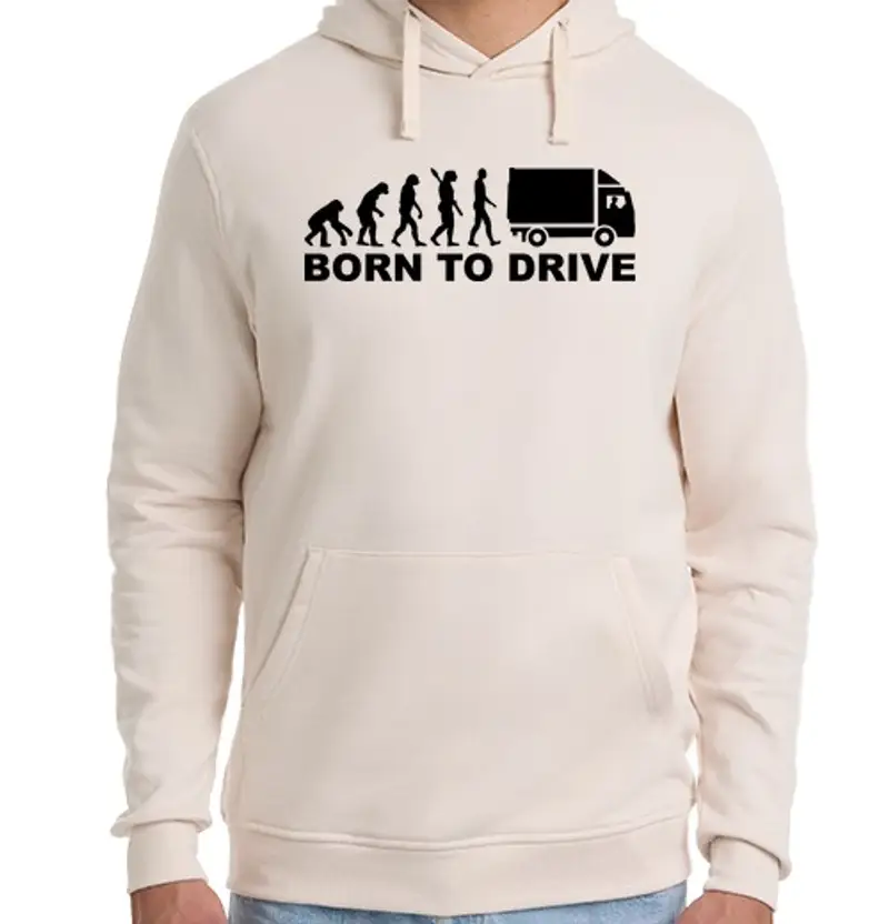 Felpa unisex con cappuccio evoluzione nata per guidare camion