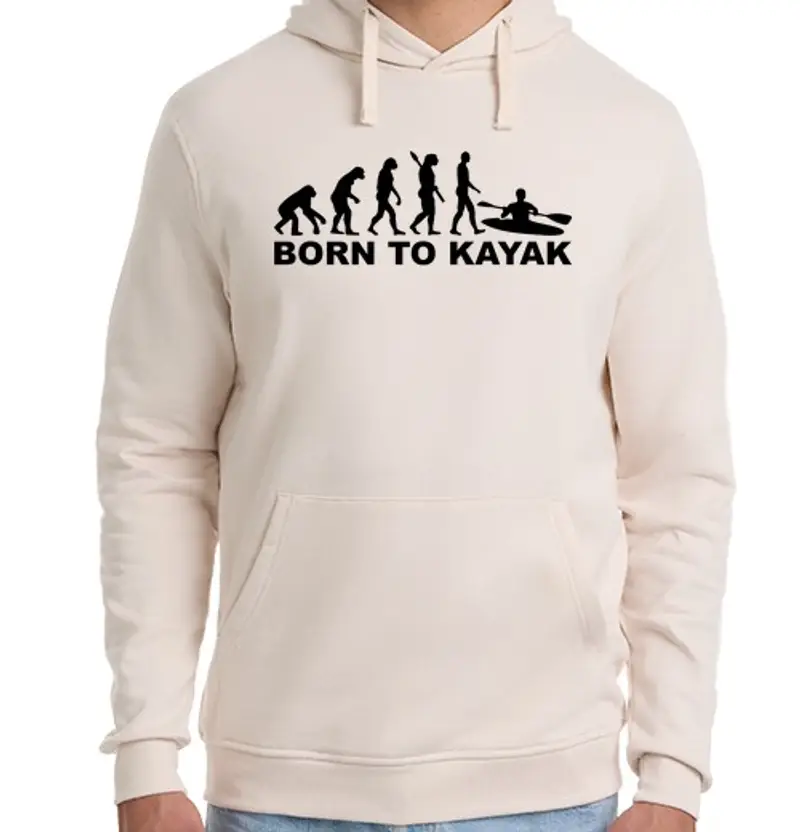 Felpa unisex con cappuccio evoluzione nata per kayak