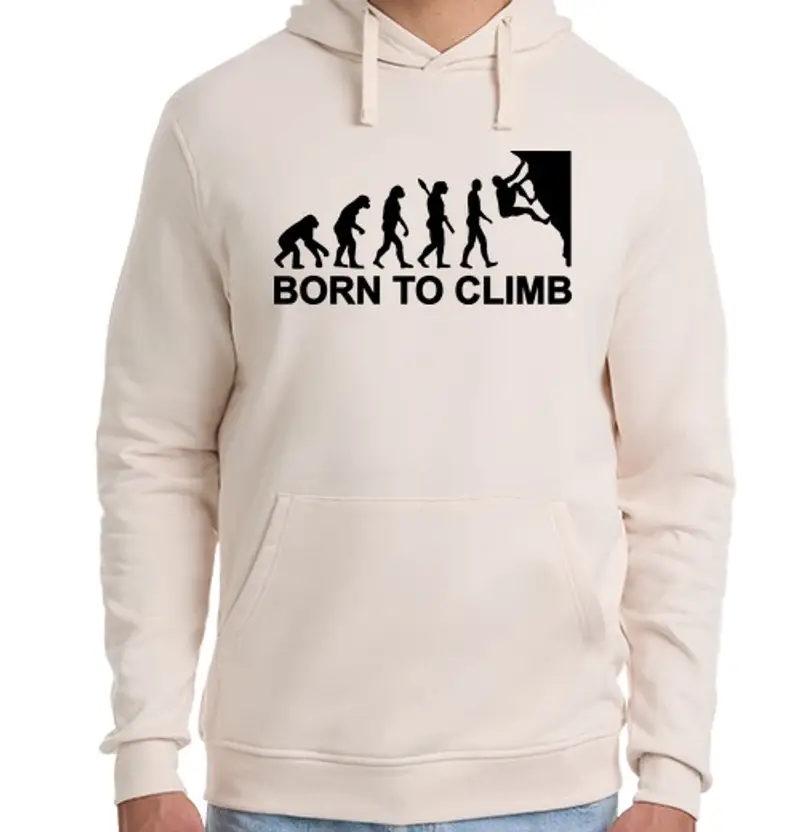 Felpa unisex con cappuccio evoluzione nata per l39arrampicata