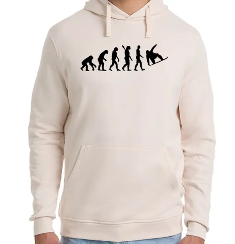 Felpa unisex con cappuccio evoluzione snowboard