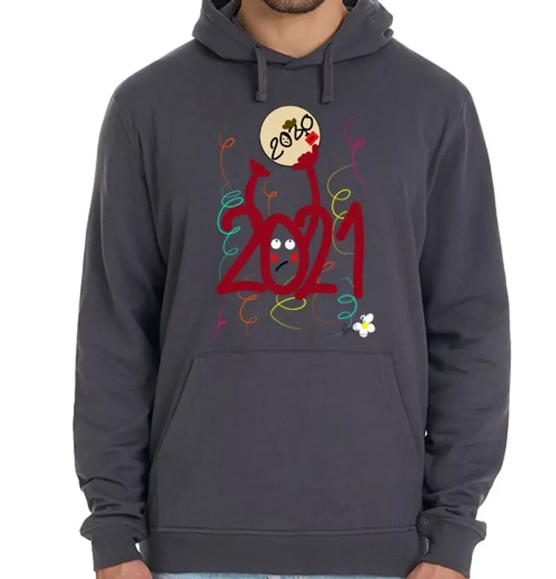 Felpa unisex con cappuccio felice 2021