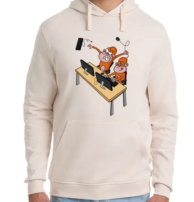 Felpa unisex con cappuccio gamers scimmie