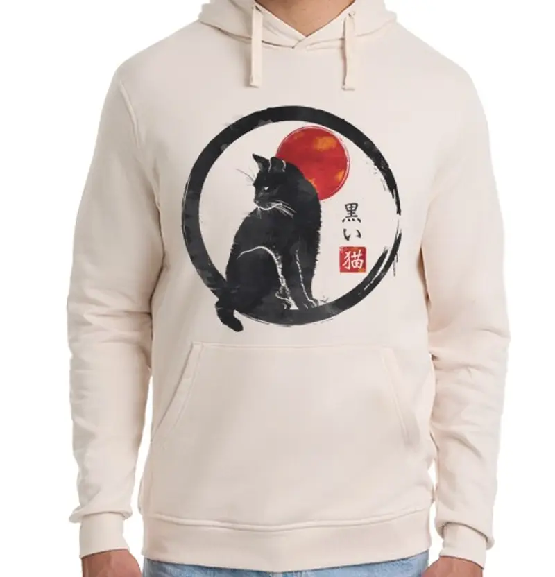 Felpa unisex con cappuccio gattoto nero