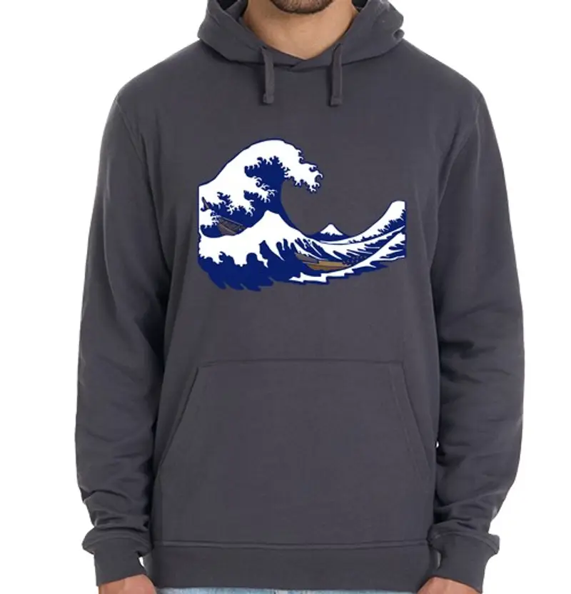 Felpa unisex con cappuccio hokusai timbro onda d39onda fuji