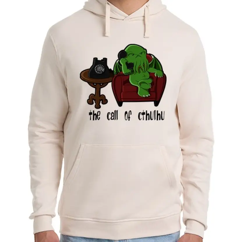 Felpa unisex con cappuccio il call of cthulhu (per il bianco)