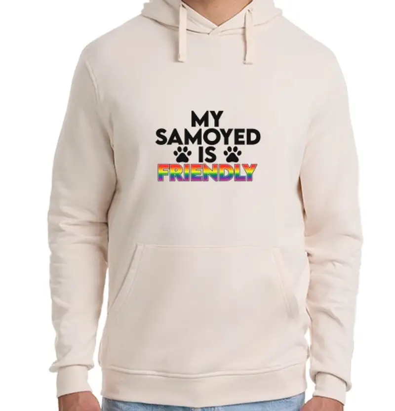Felpa unisex con cappuccio il mio samoiedo è un proprietario gay a