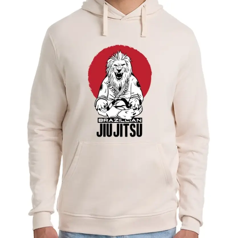 Felpa unisex con cappuccio jiu jitsu brasiliano leone rosso tramon