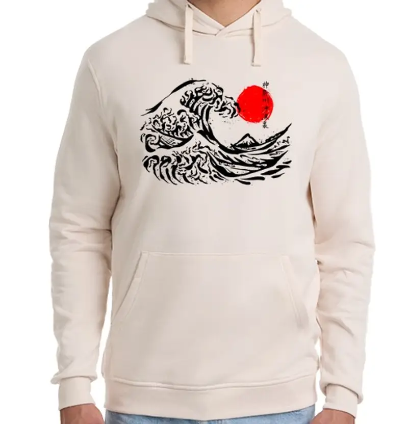 Felpa unisex con cappuccio la grande ondata di Kanagawa