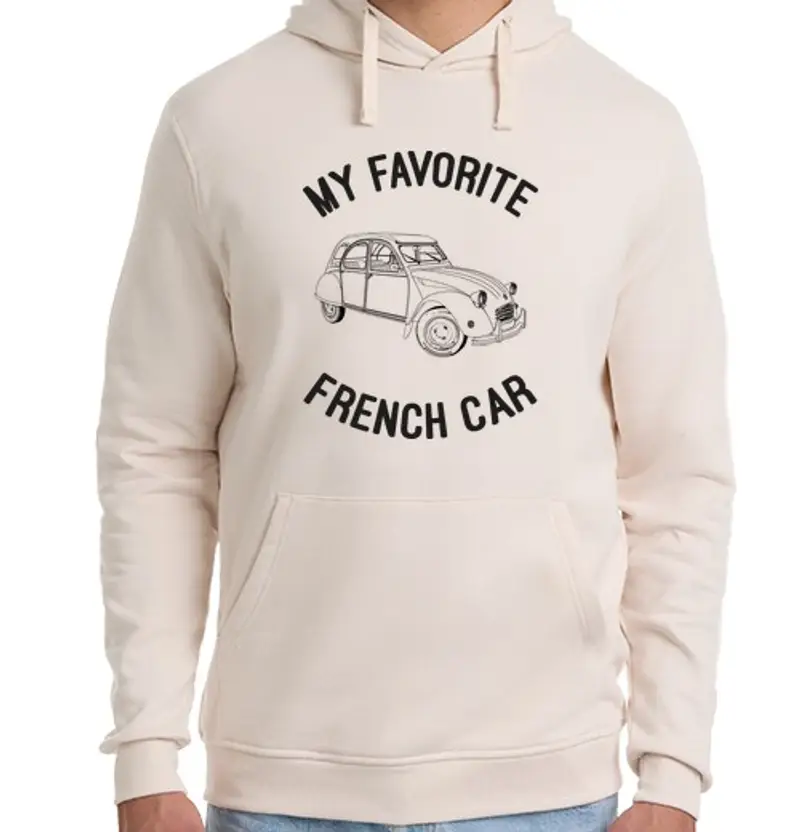 Felpa unisex con cappuccio la mia maccina francesee preferita - 2c