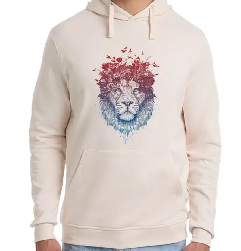 Felpa unisex con cappuccio leone floreale iii