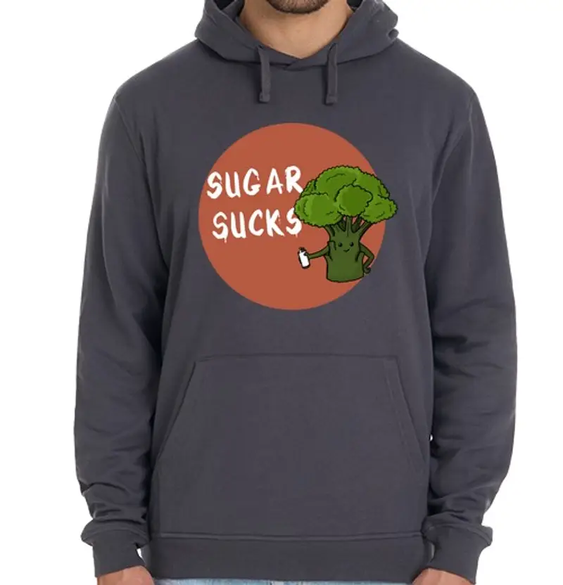 Felpa unisex con cappuccio lo zucchero fa schifo