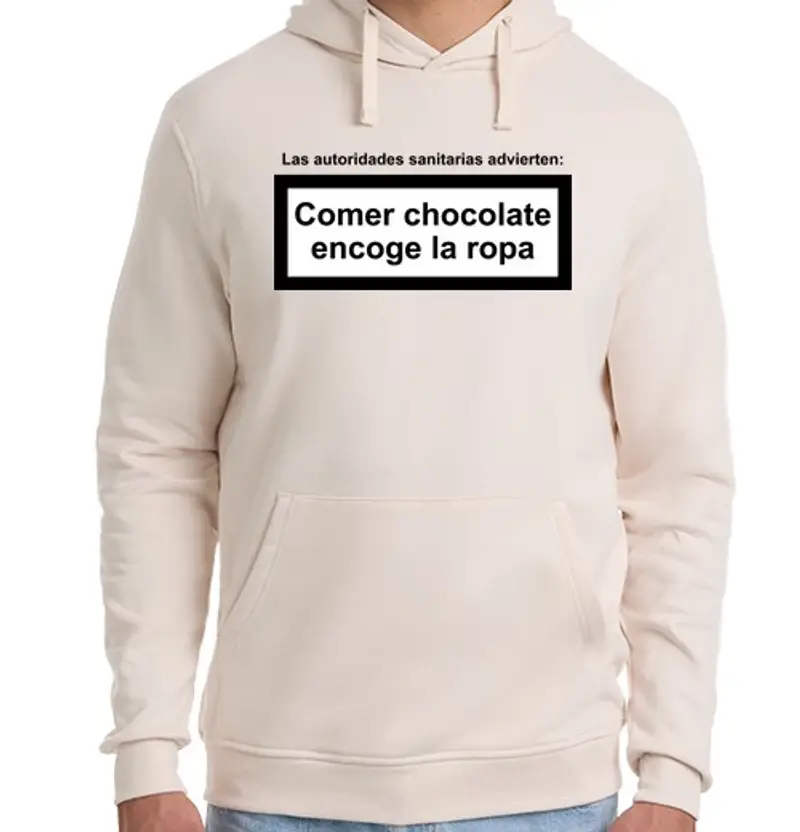 Felpa unisex con cappuccio mangiare cioccolato si restringe vestit
