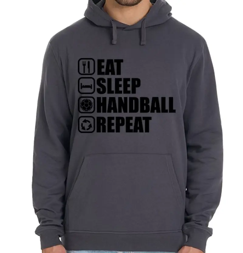 Felpa unisex con cappuccio mangiare dormire pallamano ripetere gio