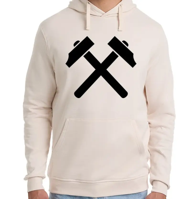 Felpa unisex con cappuccio martello incrociato