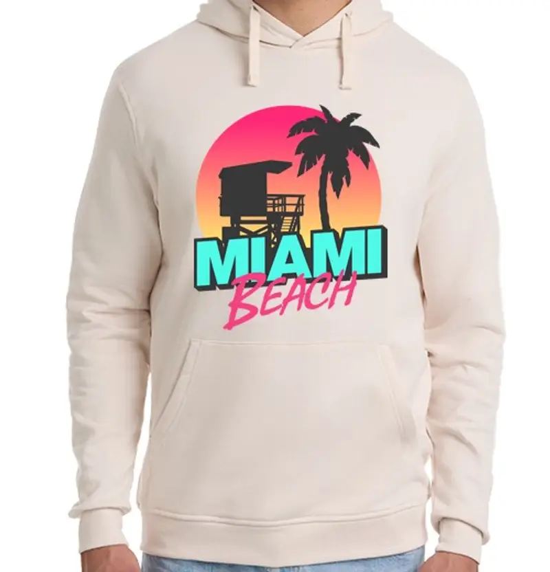 Felpa unisex con cappuccio miami beach