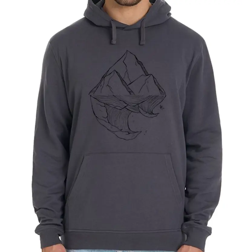 Felpa unisex con cappuccio montagna e mare