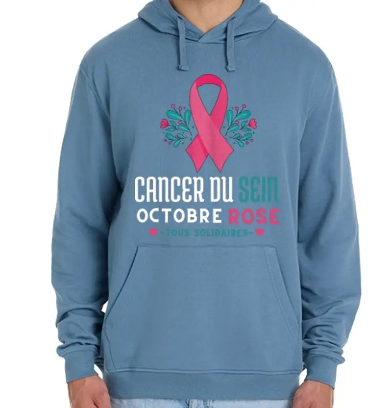 Felpa unisex con cappuccio nastro rosa di solidarietà per il cancr