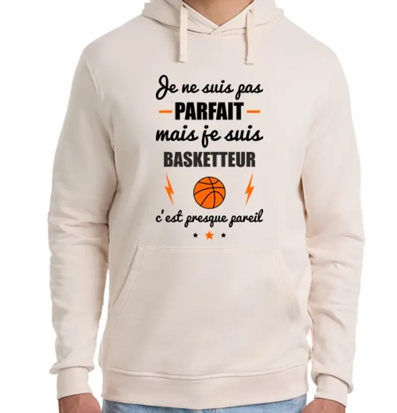 Felpa unisex con cappuccio non perfetto basket giocatore di basket