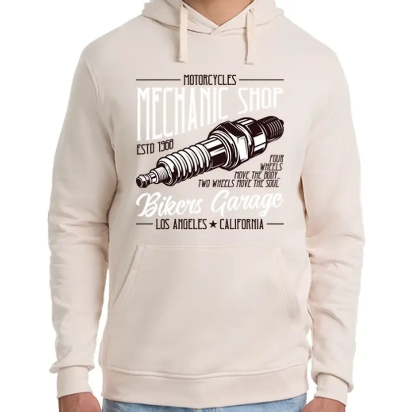 Felpa unisex con cappuccio officina meccanica