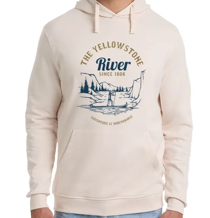 Felpa unisex con cappuccio one river gialletro