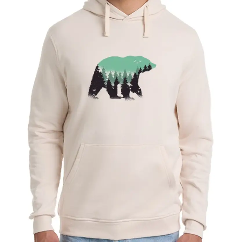 Felpa unisex con cappuccio orso ambiente idea regalo natura