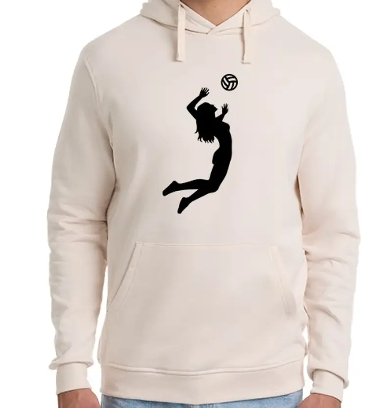 Felpa unisex con cappuccio pallavolo che salta ragazza donna