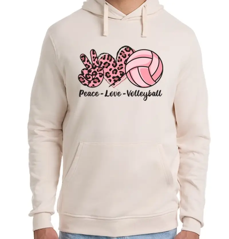 Felpa unisex con cappuccio Pallavolo Peace Love Volleyball