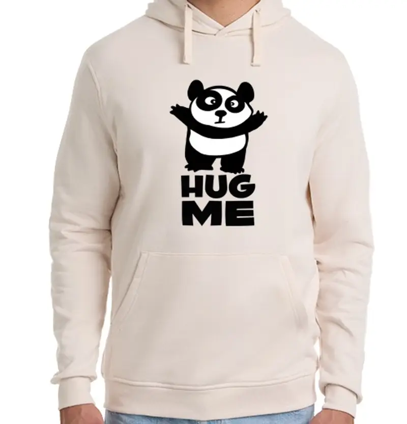 Felpa unisex con cappuccio panda abbracciami