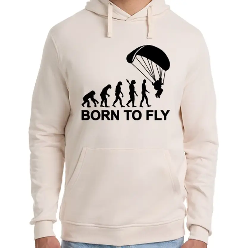 Felpa unisex con cappuccio paracadutismo evoluzione born a fly