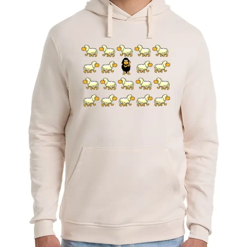 Felpa unisex con cappuccio pecore nera - sono diversi