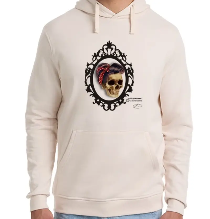 Felpa unisex con cappuccio pin up skull
