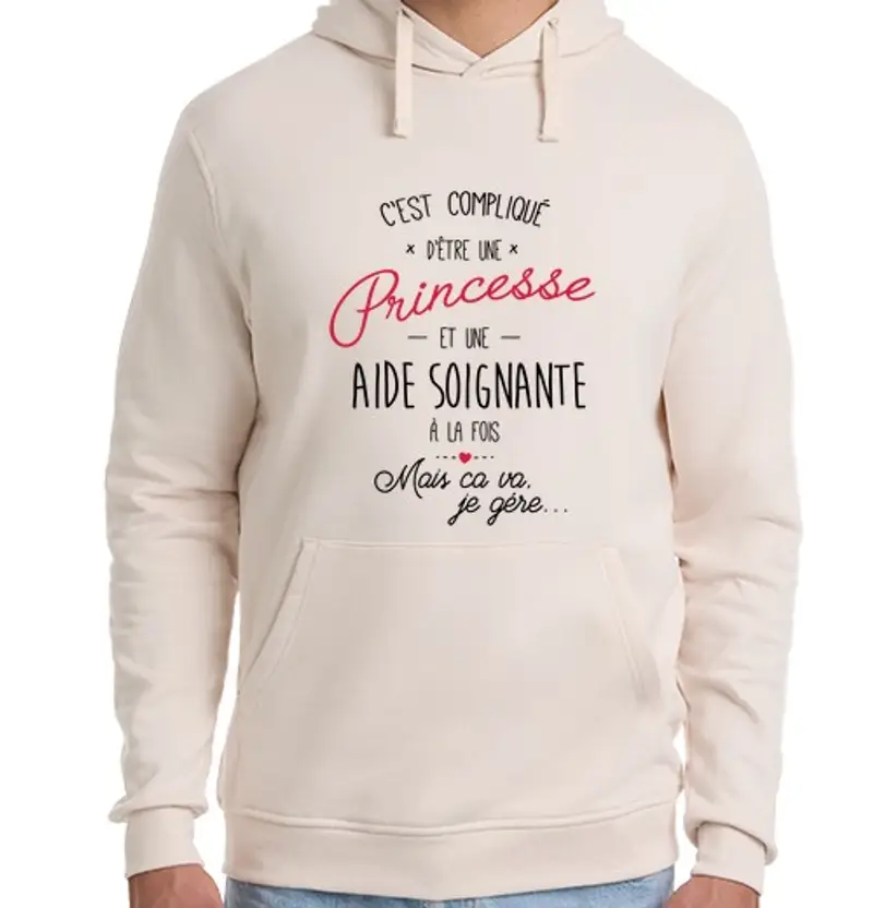 Felpa unisex con cappuccio principessa e badante