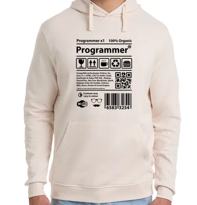 Felpa unisex con cappuccio programmatore