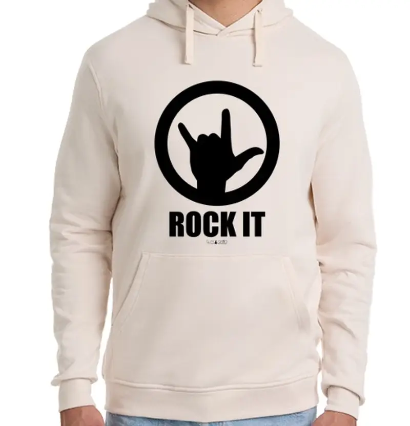 Felpa unisex con cappuccio rock it nero