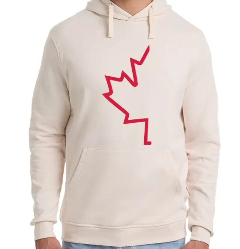 Felpa unisex con cappuccio rosso half acero leaf