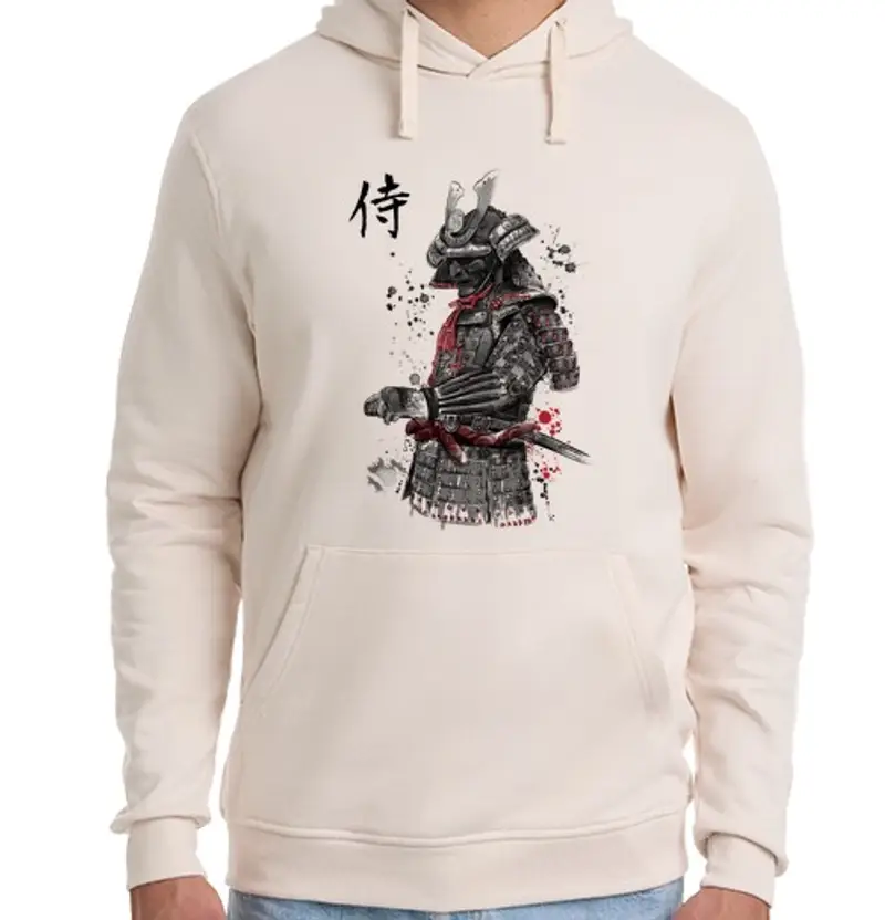 Felpa unisex con cappuccio samurai sumi-e
