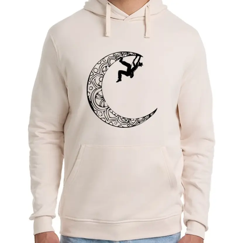 Felpa unisex con cappuccio scalatore su una