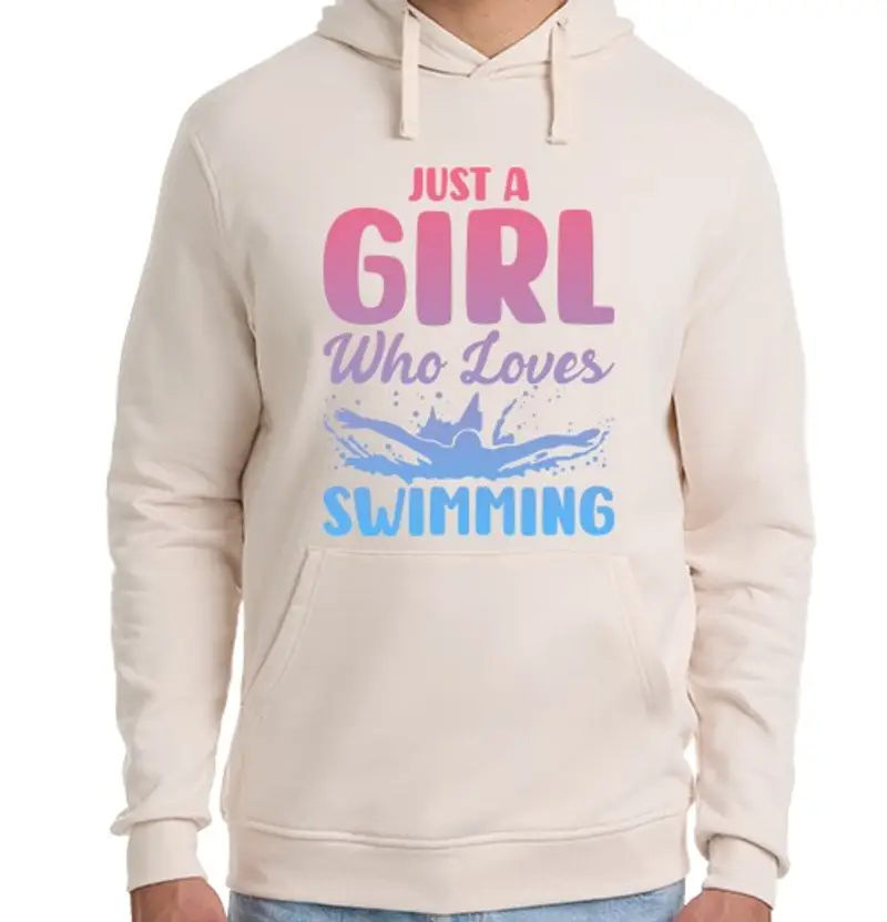 Felpa unisex con cappuccio solo una ragazza che ama nuotare