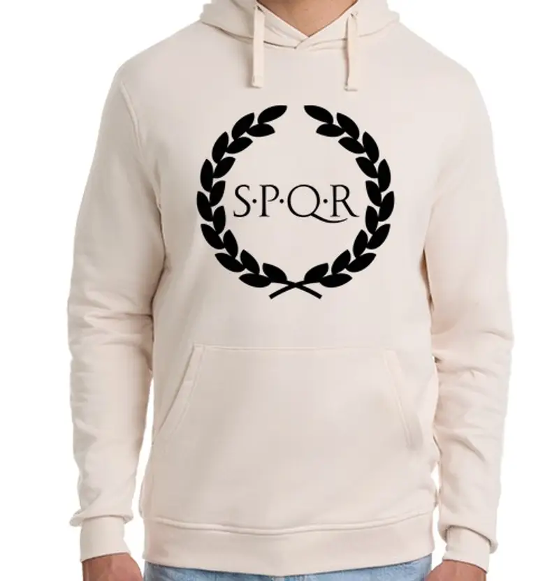 Felpa unisex con cappuccio spqr alloro nero