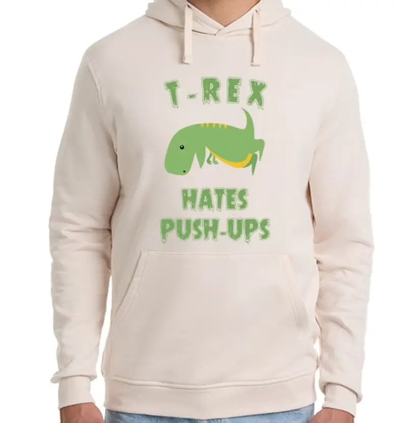 Felpa unisex con cappuccio t-rex odia push up