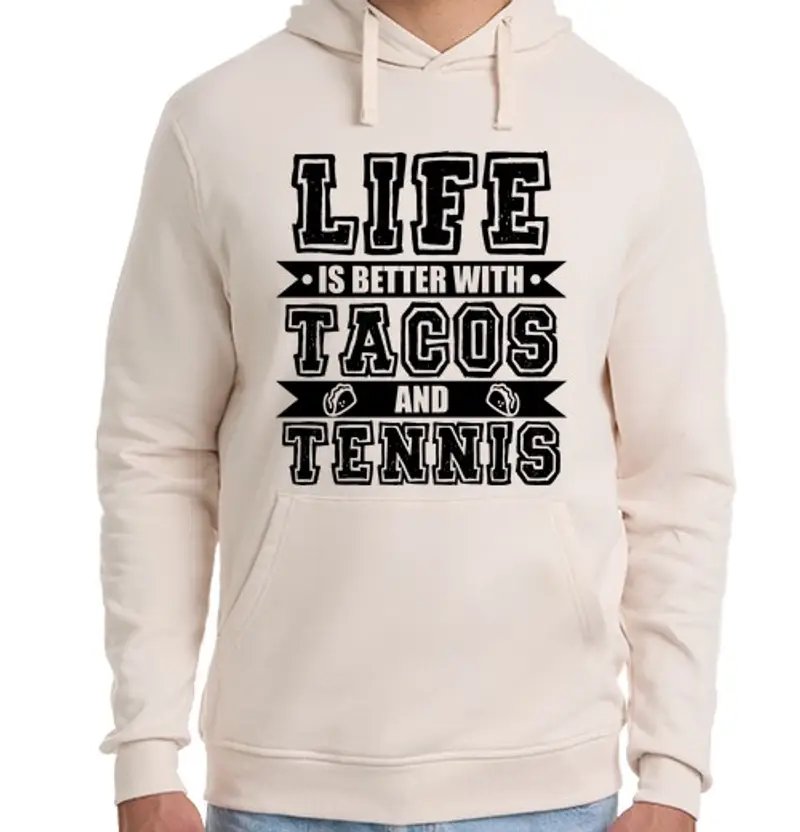 Felpa unisex con cappuccio tacos e tennis
