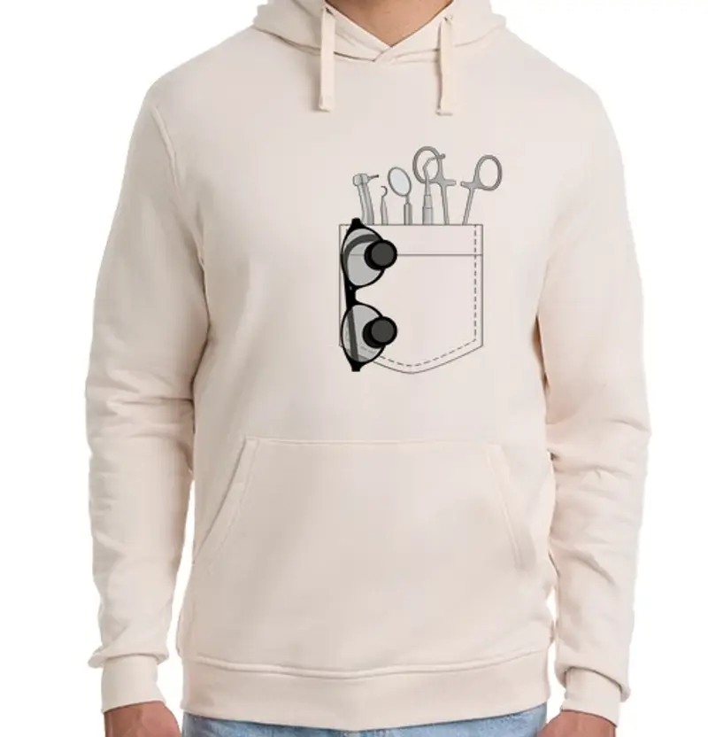 Felpa unisex con cappuccio tasca per dentista
