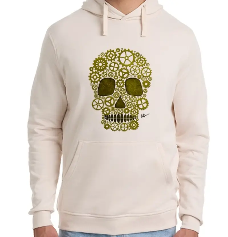 Felpa unisex con cappuccio teschio steampunk gold