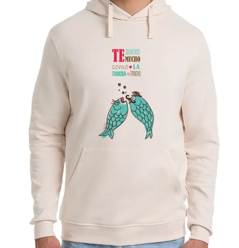 Felpa unisex con cappuccio ti amo come la trota alla trucho
