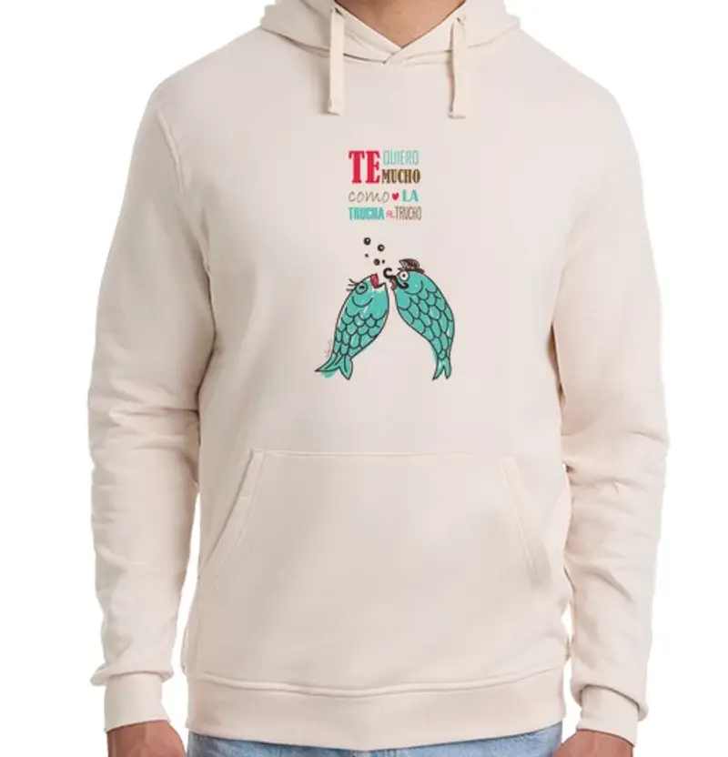 Felpa unisex con cappuccio ti amo come la trota di tucho