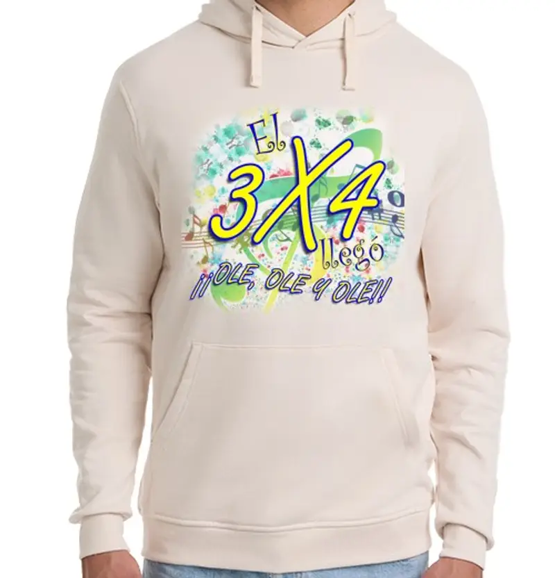 Felpa unisex con cappuccio uomo, è arrivata jersey 3x4 ole, ole e ole con cappuccio, bianca