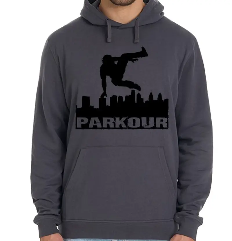 Felpa unisex con cappuccio uomo, felpa con cappuccio, grigio melange, parkour